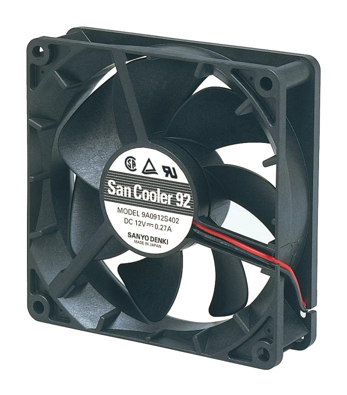9A0912G401 DC AXIAL FAN, 62.15CU.FT/MIN, BALL, 92MM SANYO DENKI