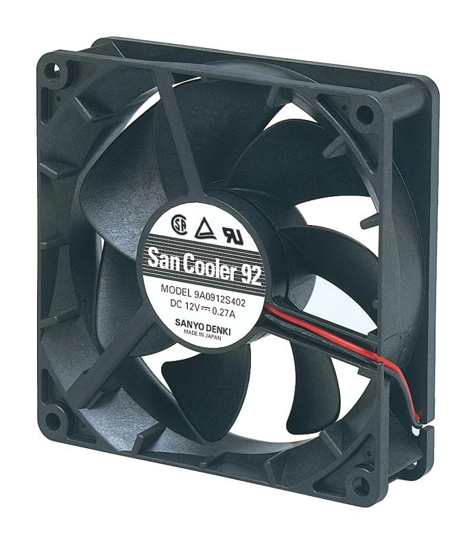 9A0912H4021 AXIAL FAN, 92MM, 1.45M3/MIN, 33DBA, 12V SANYO DENKI