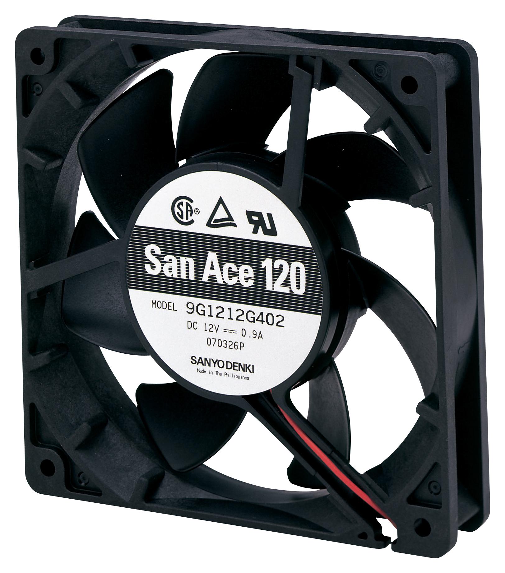 9G1212E401 AXIAL FAN, 120MM, 3.25M3/MIN, 48DBA, 12V SANYO DENKI