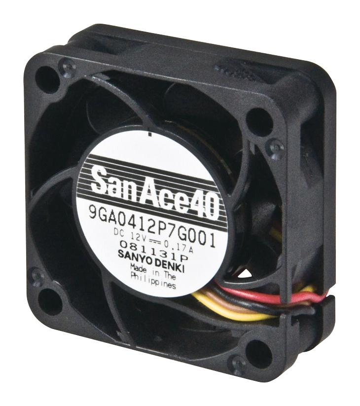 9GA0412G7001 DC AXIAL FAN, 12.7CU.FT/MIN, BALL, 40MM SANYO DENKI