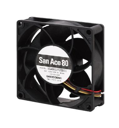 9GA0824P2S001 DC AXIAL FAN, 85.6CU.FT/MIN, BALL, 80MM SANYO DENKI