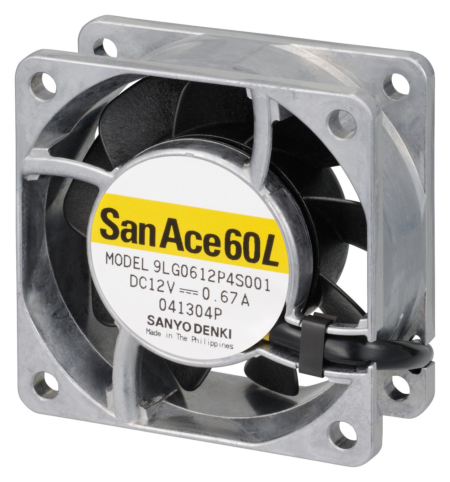 9LG0612P4S001 DC AXIAL FAN, 49.4CU.FT/MIN, BALL, 60MM SANYO DENKI
