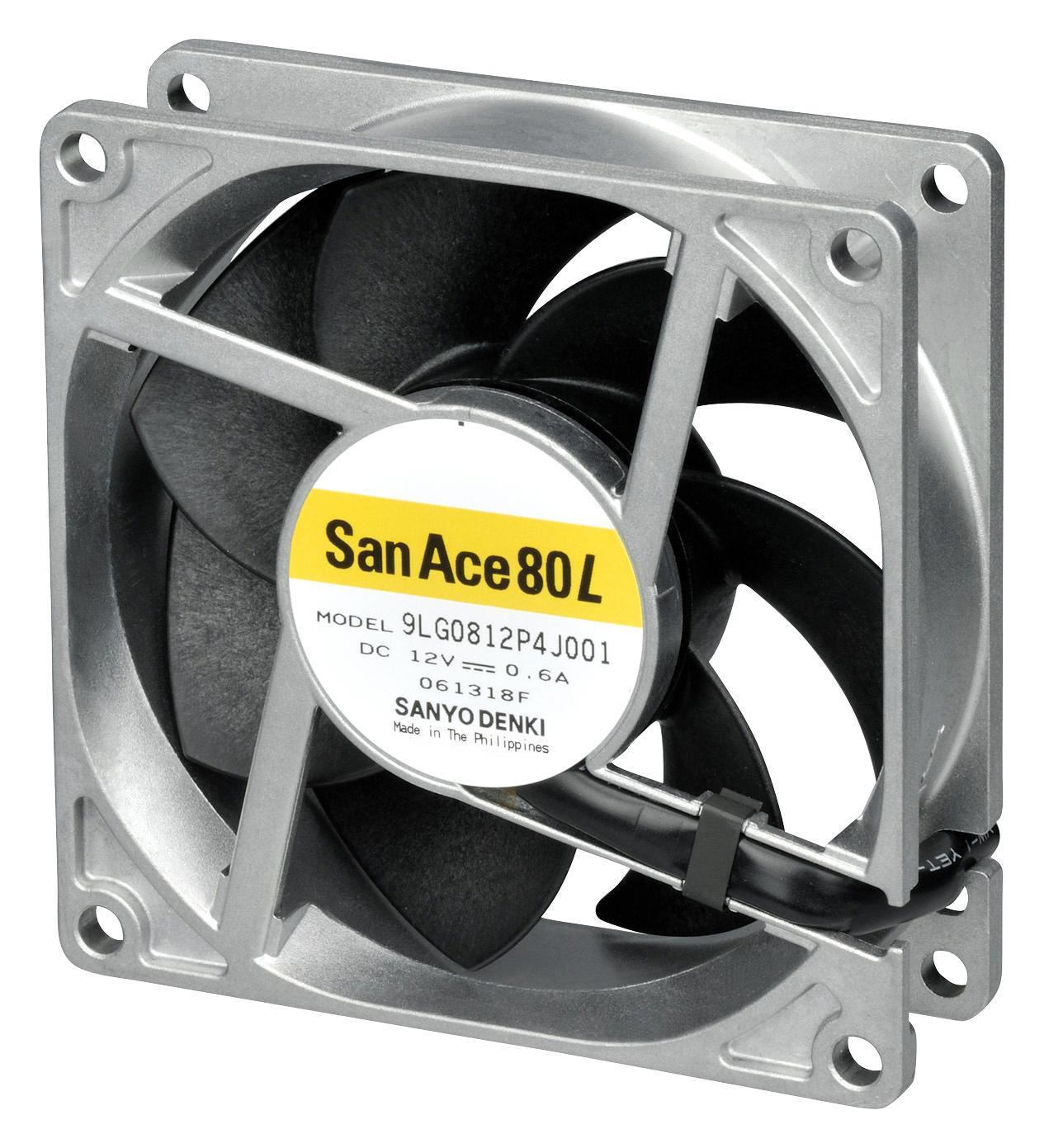 9LG0824P4J001 DC AXIAL FAN, 73CU.FT/MIN, BALL, 80MM SANYO DENKI