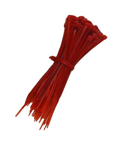 PELB0154 CABLE TIE, NYLON 6.6, 200MM, RED, PK100 PRO ELEC