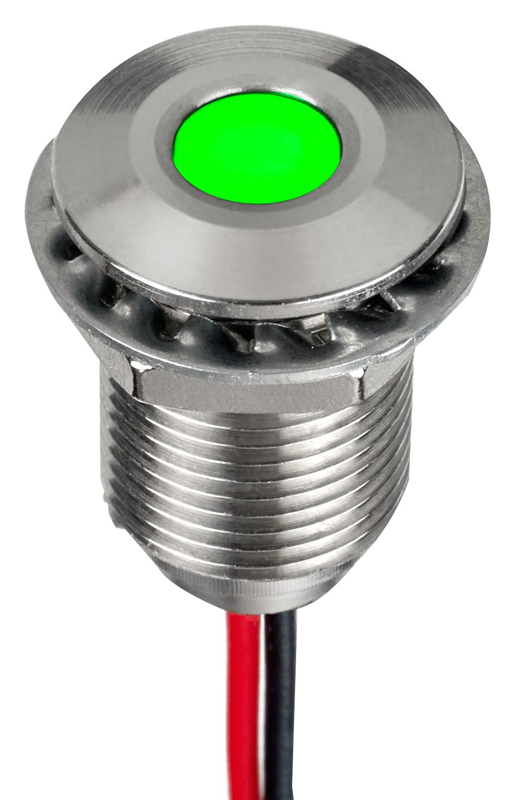 Q10F5SXXHG12E LED PANEL INDICATOR, GREEN, 10MM, 12VDC APEM