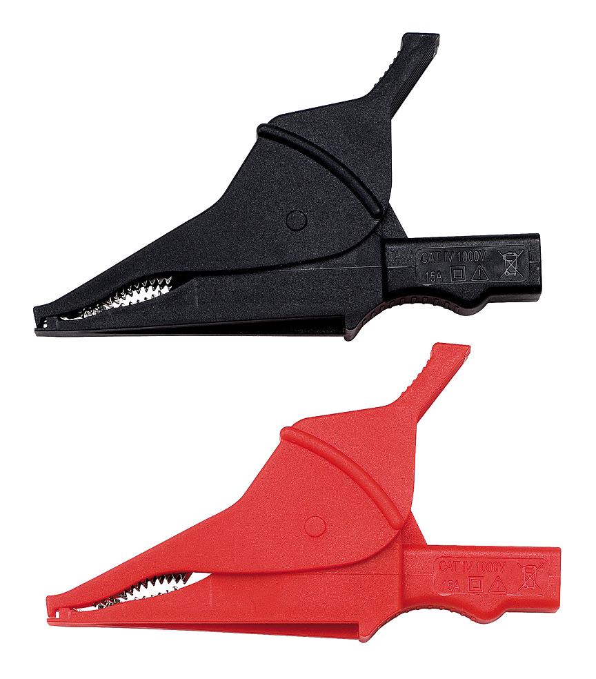 P01295457Z CROCODILE CLIP, BLACK/RED, 2PC CHAUVIN ARNOUX