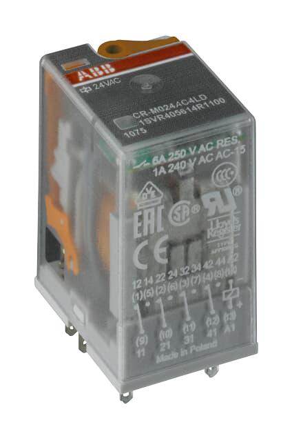 1SVR405613R2100 POWER RELAY, 4PDT, 120VAC, 6A, SOCKET ABB