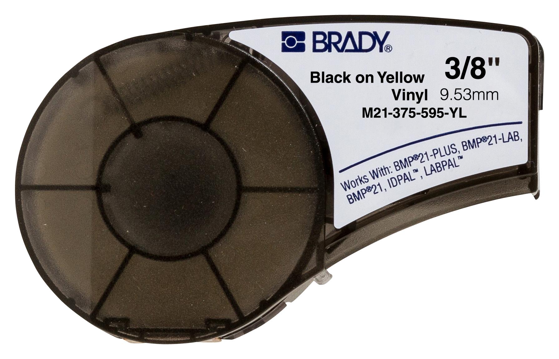 M21-375-595-YL TAPE, 9.53MM X 6.4M, VINYL FILM, BLK/YEL BRADY