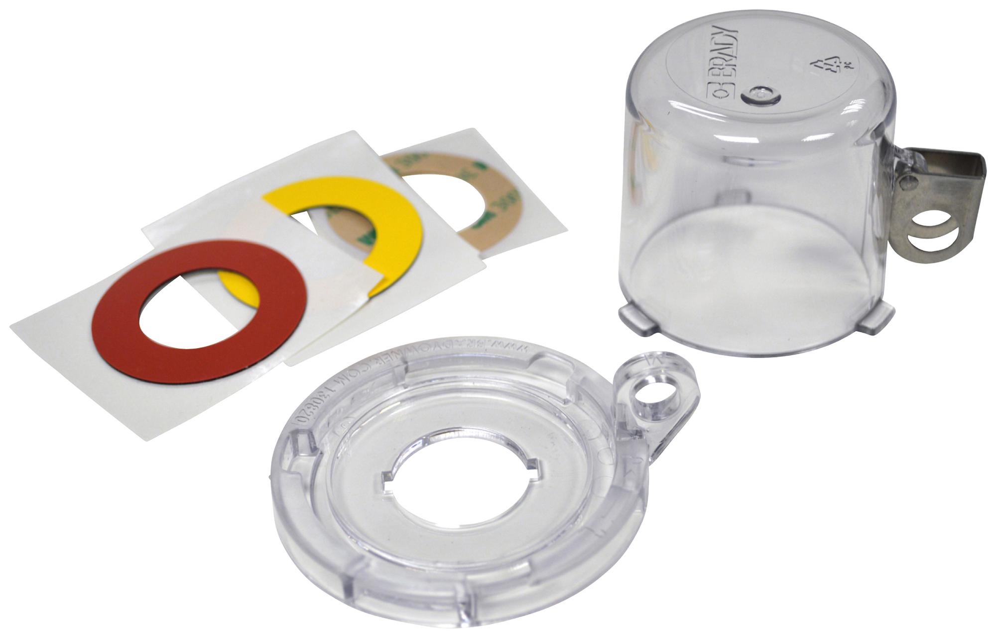 22MM CLEAR PUSH BUTTON LO W/ STD COVER PUSH BUTTON LOCKOUT, CLEAR, PC BRADY