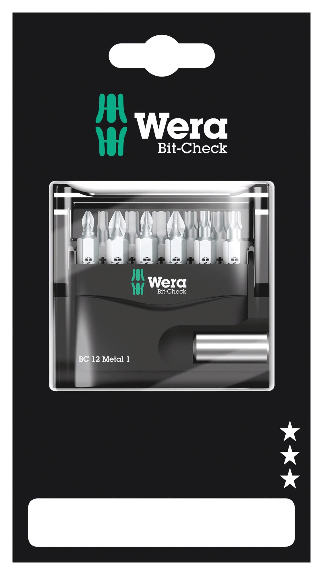 BIT-CHECK 12 METAL 1 SB HEX BIT SET, 12PC WERA