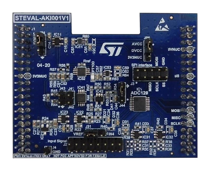 STEVAL-AKI001V1 EVAL BOARD, 8CH, 50KSPS-1MSPS, 12BIT ADC STMICROELECTRONICS
