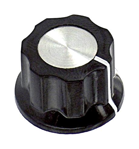 PKES70B1/4 FLUTED KNOB, PHENOLIC, BLACK, 21.7MM ALCOSWITCH - TE CONNECTIVITY