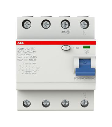 2CSF204001R1800 F204AC-80/0.03 4P RCD 80A 30MA ABB