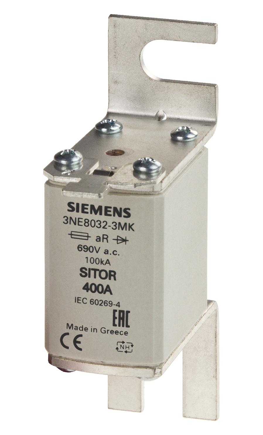3NE8032-3MK HRC FUSE, 400A, 690VAC, 440VDC, BOLTED SIEMENS