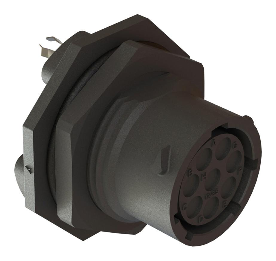 RTS712ND8S0332 CIRCULAR CONNECTOR, 8POS, RCPT, JAM NUT AMPHENOL SINE/TUCHEL