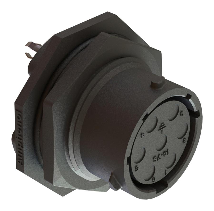 RTS714ND7S0332 CIRCULAR CONNECTOR, 7POS, RCPT, JAM NUT AMPHENOL SINE/TUCHEL