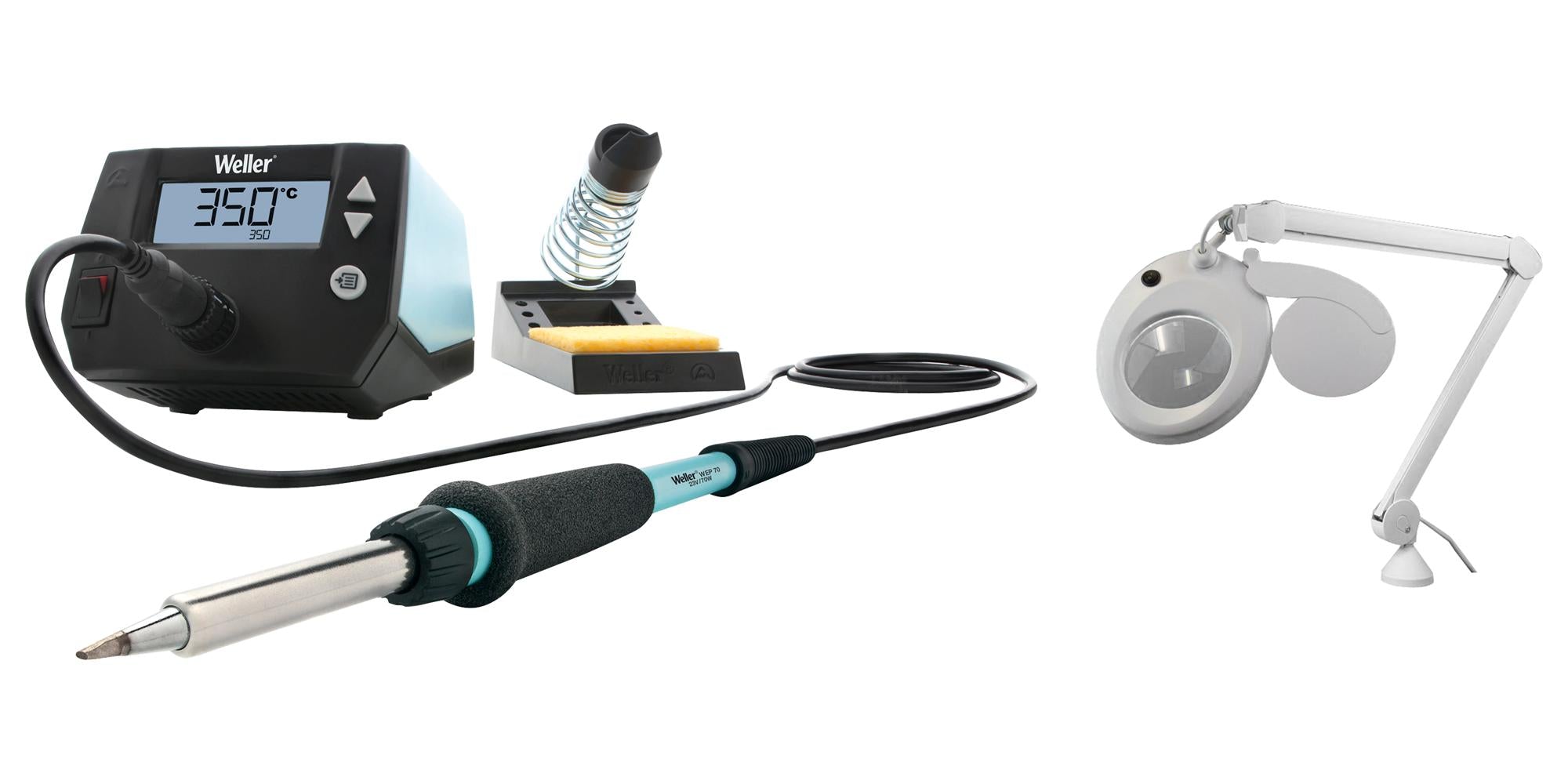 35421385 SOLDER STATION & MAGNIFIER KIT, 85W/230V WELLER