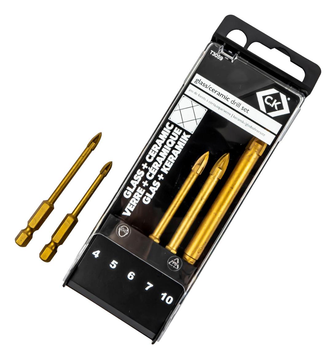 T3059 GLASS/TILE TCT DRILL BIT SET, 5PC CK TOOLS