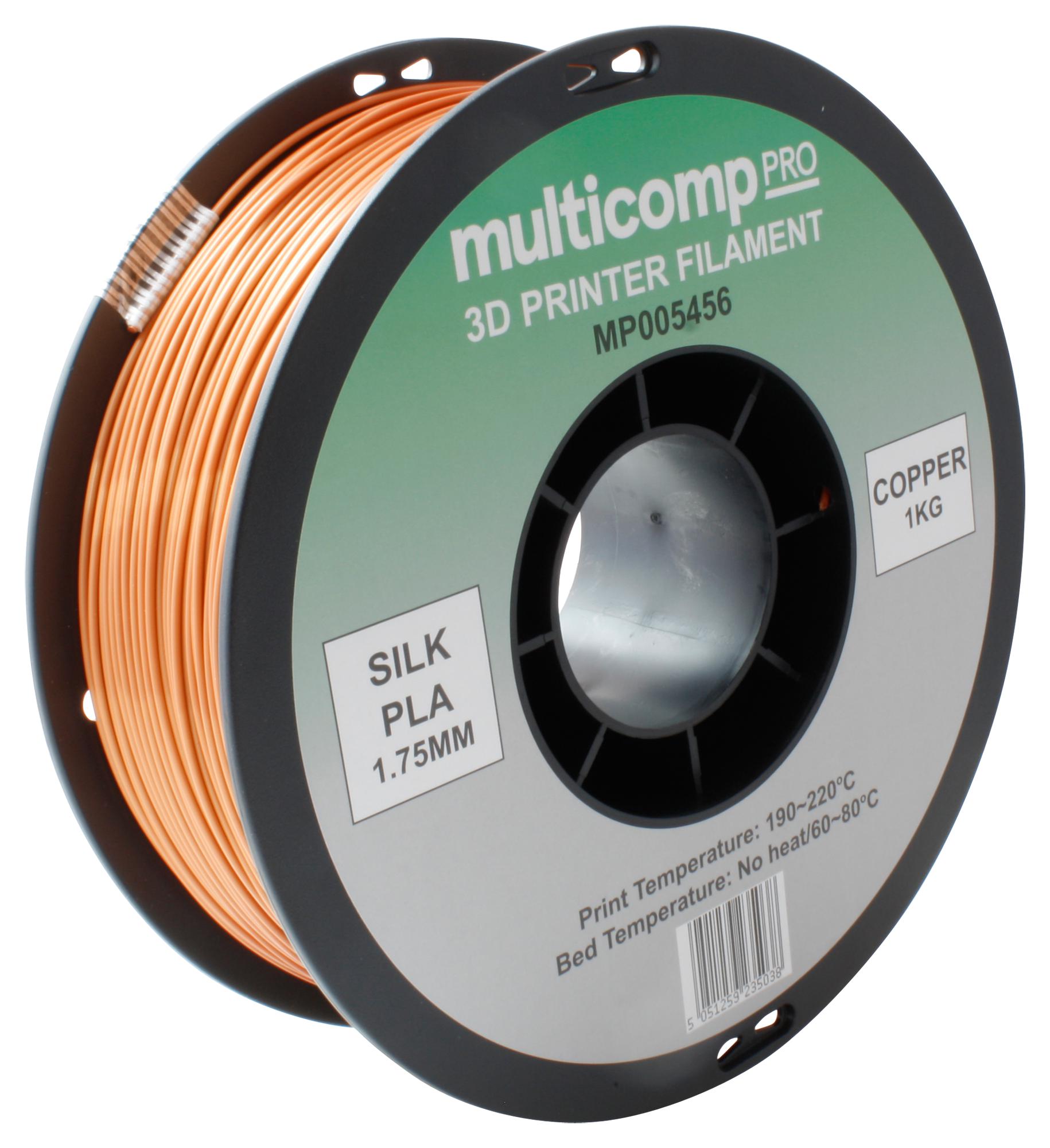 MP005456 3D PRINTER FILAMENT/PLA/1.75MM/1KG/COPPR MULTICOMP PRO