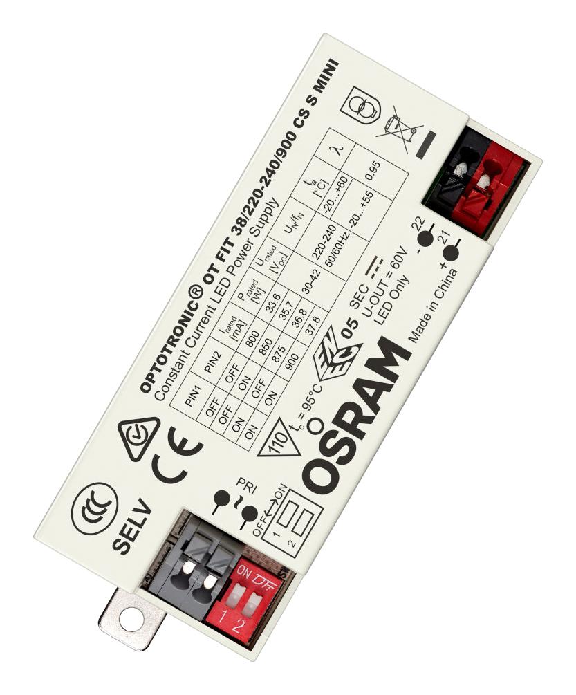 OT-FIT-38/220-240/900-CS-S-MINI LED DRIVER, CONSTANT CURRENT, 42V, 37.8W OSRAM