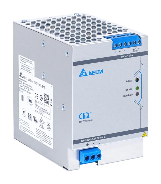 DRM-24V480W1PN POWER SUPPLY, AC-DC, 24V, 20A DELTA ELECTRONICS / POWER