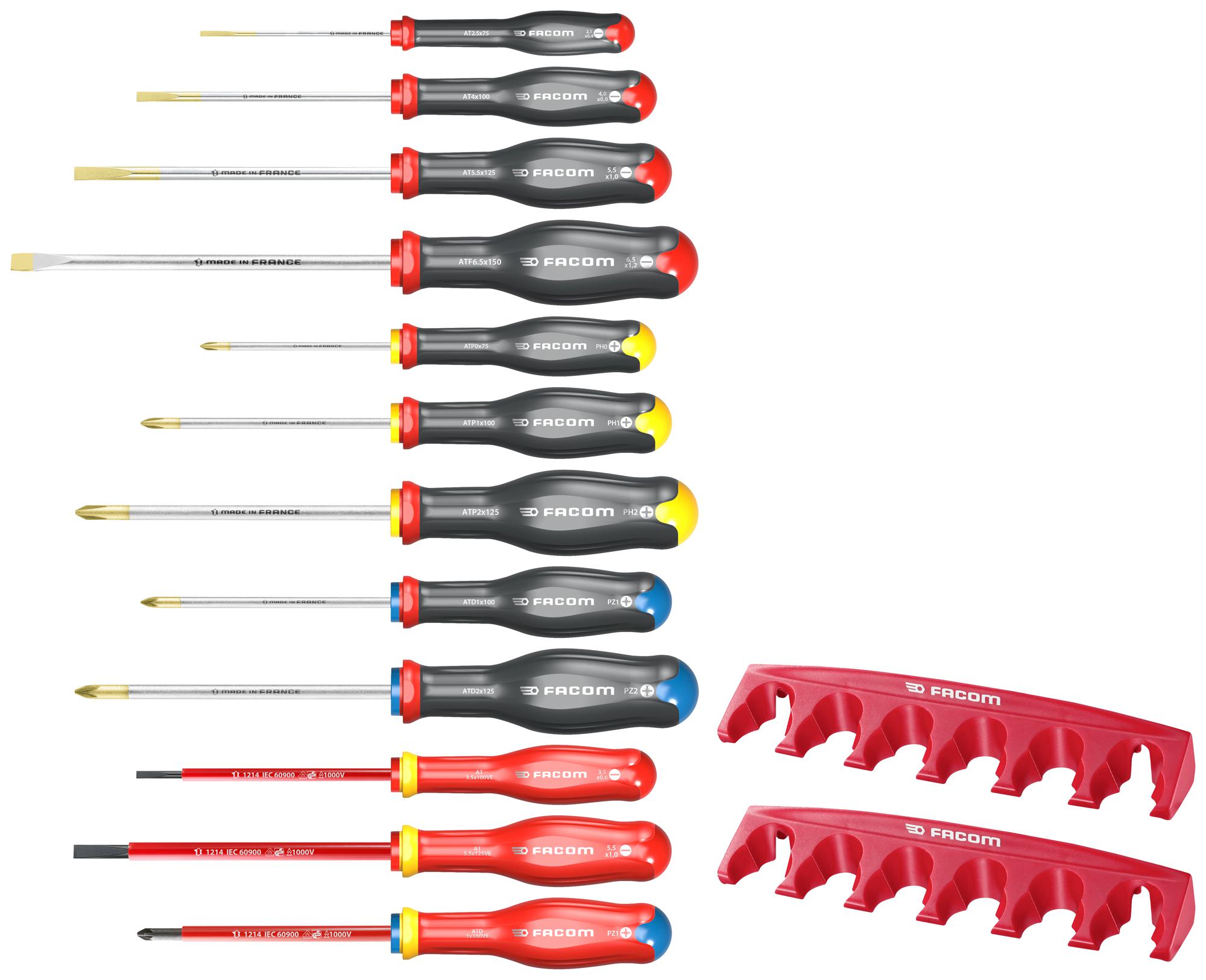AT.J12R1PB SCREWDRIVER SET, 12PC FACOM
