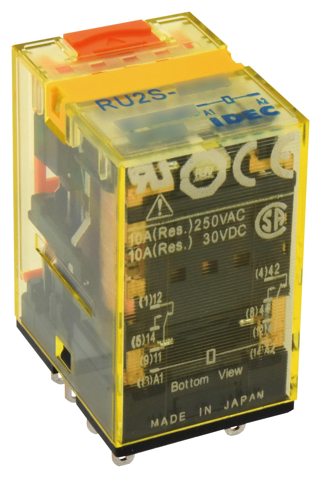 RU2S-A24 POWER RELAY, DPDT, 24VAC, 10A, SOCKET IDEC