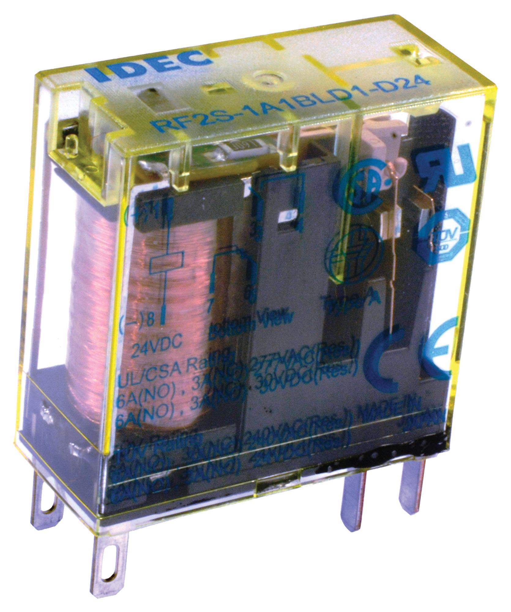 RF2S-1A1BLD1-D24 POWER RELAY, SPST-NO/NC, 24VDC, 6A, SKT IDEC
