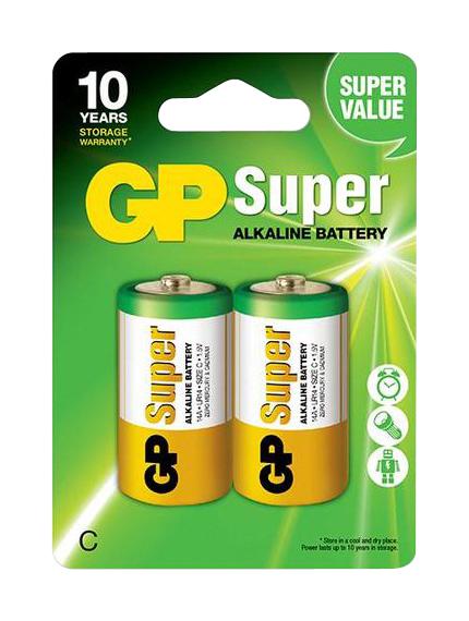 GPPCA14AS001 BATTERY, ALKALINE, C, 1.5V, PK2 GP BATTERIES