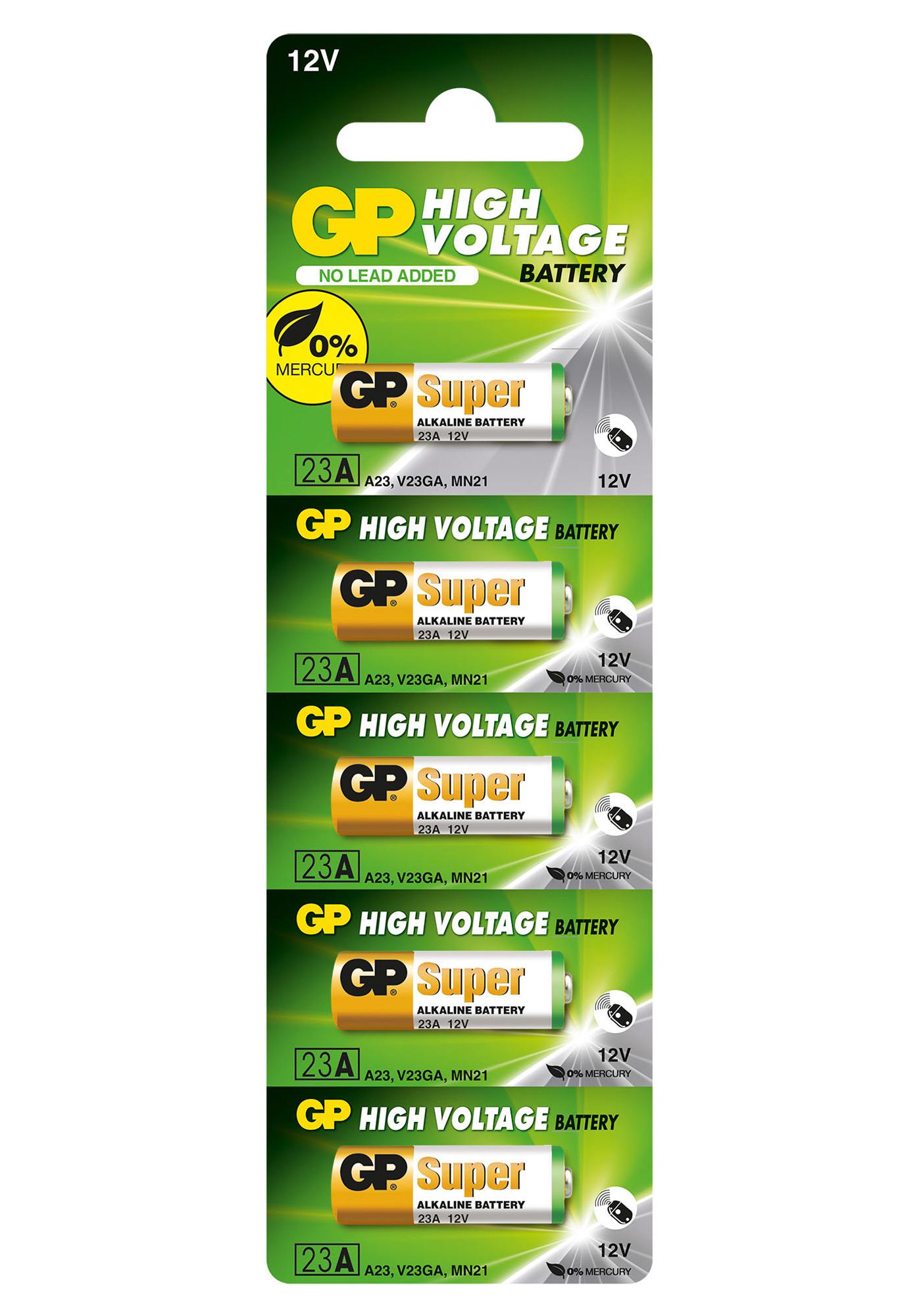 GPPBA23AF002 BATTERY, ALKALINE, 12V, 38MAH, PK5 GP BATTERIES