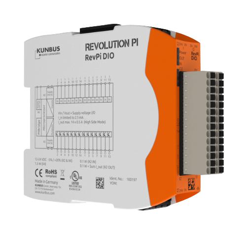 PR100197 DIGITAL I/O MOD, 14 I/P, 14 O/P, REV PI KUNBUS