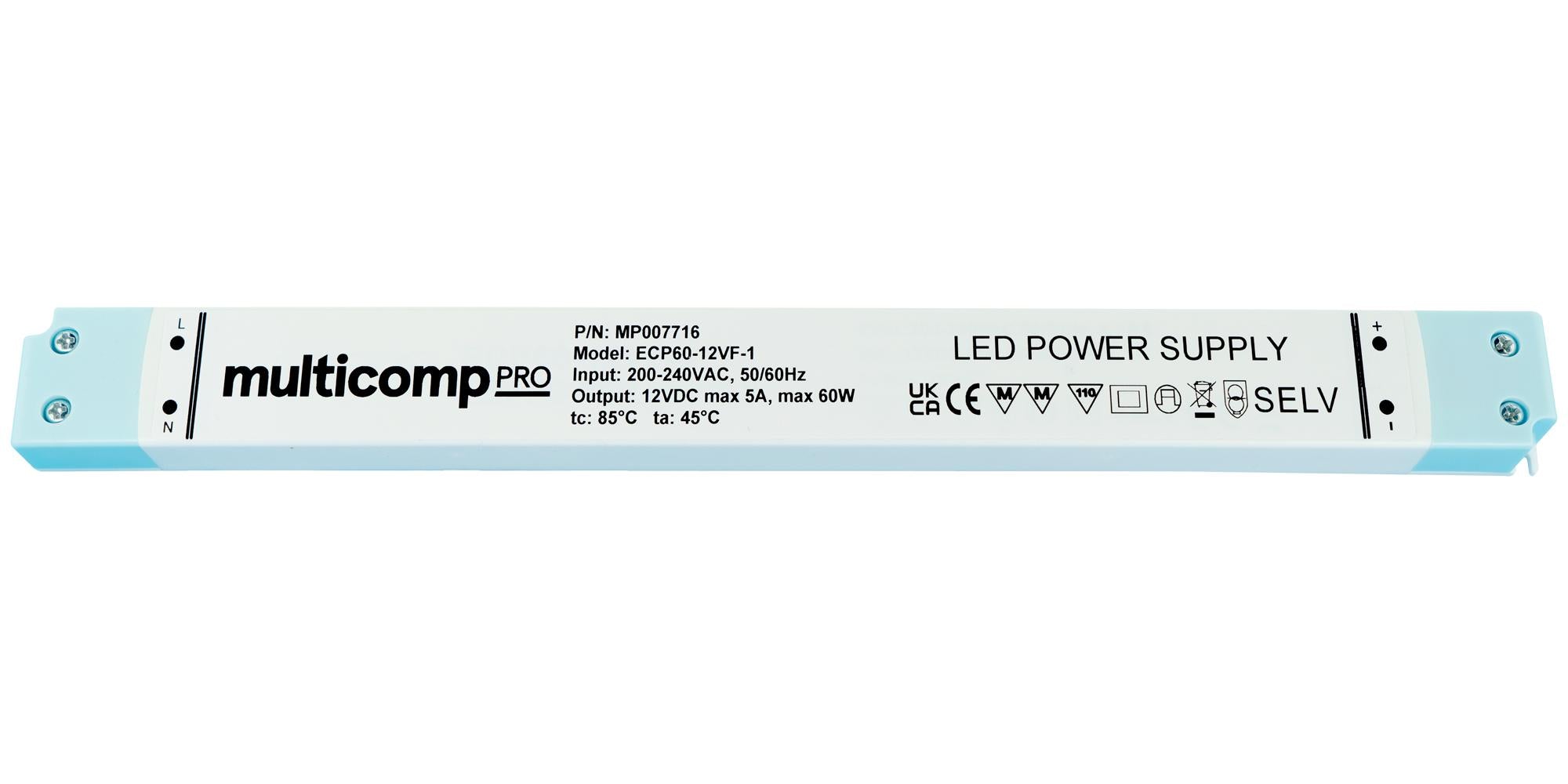 MP007716 LED DRIVER, CONSTANT VOLTAGE, 60W MULTICOMP PRO