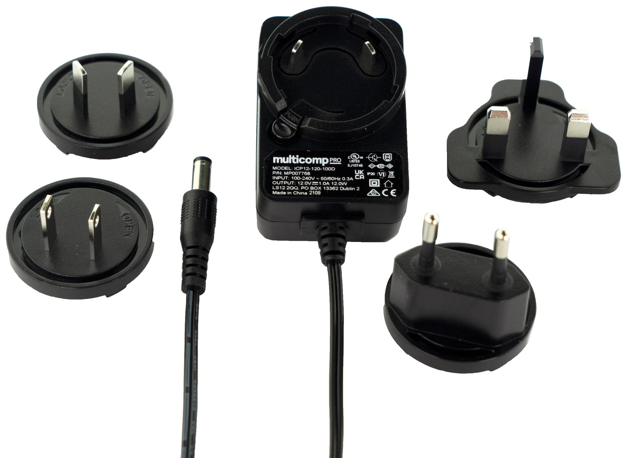 MP007768 ADAPTER, AC-DC, 12V, 1A MULTICOMP PRO