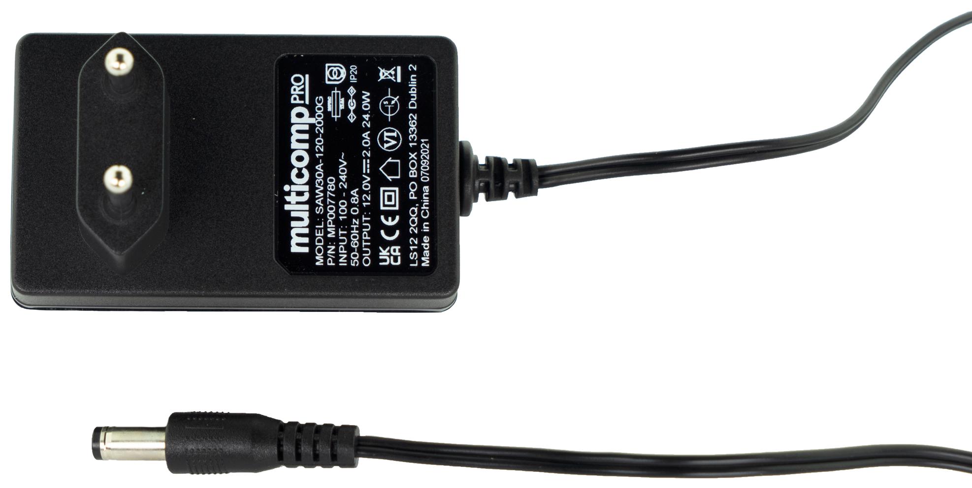 MP007780 ADAPTER, AC-DC, 12V, 2A MULTICOMP PRO