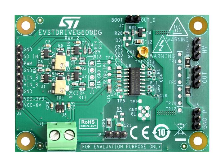 EVSTDRIVEG600DG DEMO BOARD, HALF BRIDGE GAN GATE DRIVER STMICROELECTRONICS