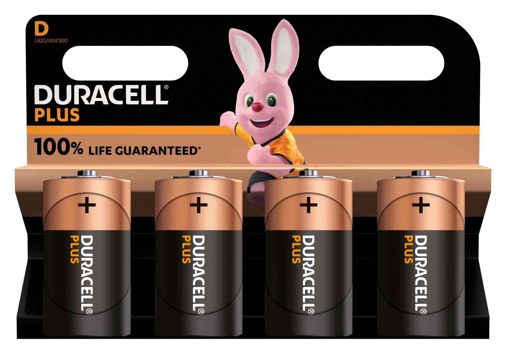 MN1300 P4 +/PWR BATTERY, ALKALINE, 1.5V, D DURACELL