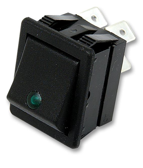 C1553PTNAO ROCKER SWITCH, DPST, ILLUM GREEN ARCOLECTRIC (BULGIN LIMITED)