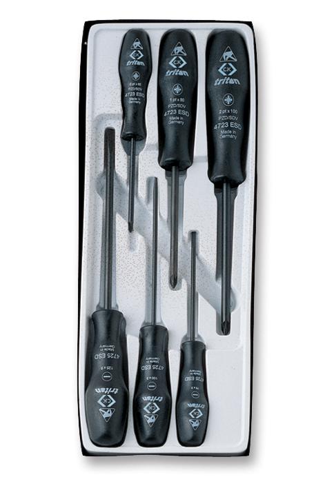 T4741ESD SCREWDRIVER SET, ESD, POZIDRIVE/PLN CK TOOLS