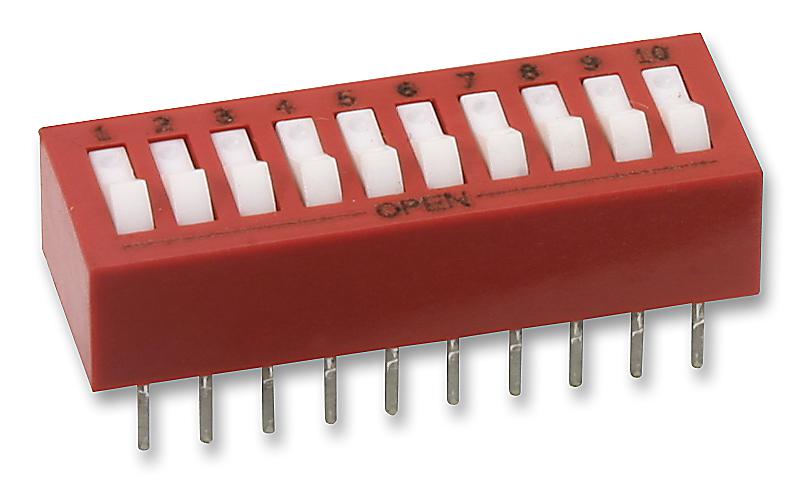 76SB10T SWITCH, SPST, 10 POS, RAISED ROCKER GRAYHILL