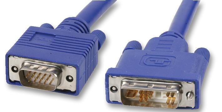 DVI/VGA 2M LEAD, DVI-A TO VGA, BLUE, 2M VDC