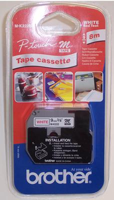 MK222BZ TAPE, 9MM RED ON WHITE (M-K222) BROTHER