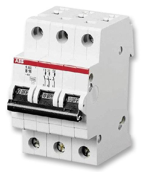 S203MC10 MCB, 3 POLE, 10A, 10KA, C CURVE ABB