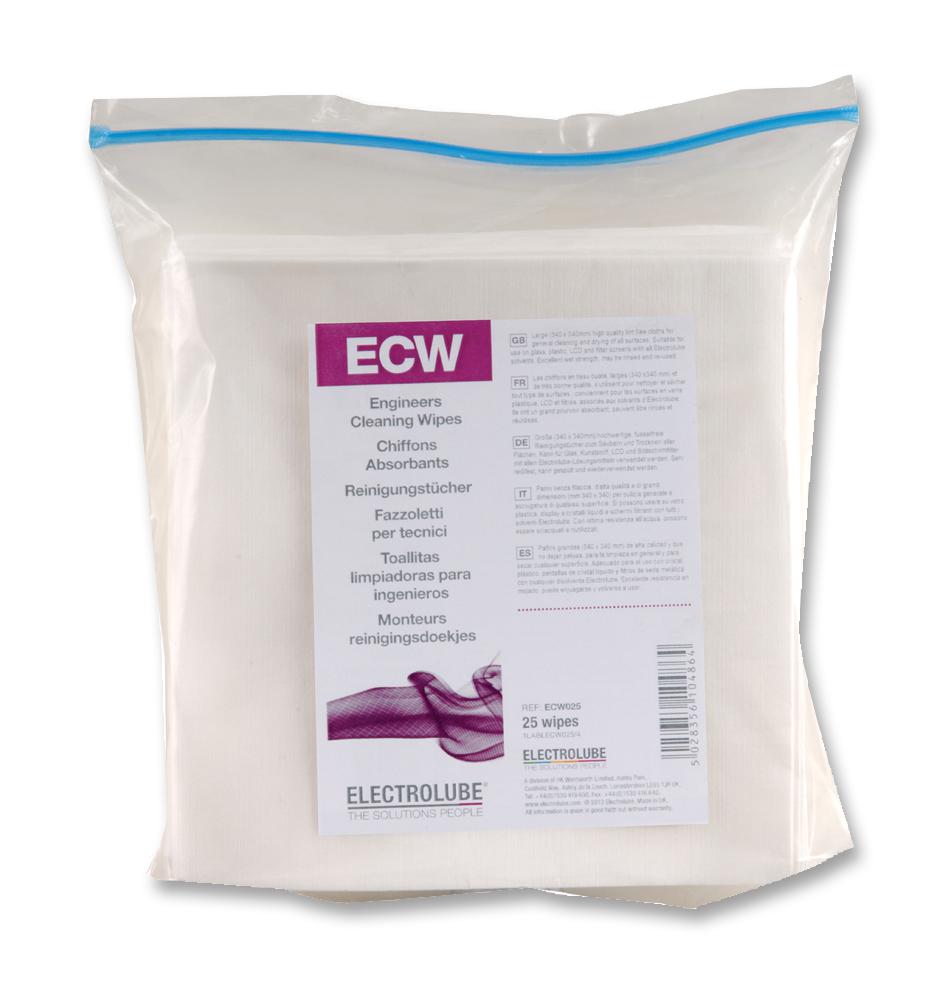 ECW025 WIPES, CLEANING, ENGINEERS, PK25 ELECTROLUBE