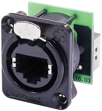 NE8FDP-B IN-LINE ADAPTER, RJ45 8P JACK-JACK NEUTRIK