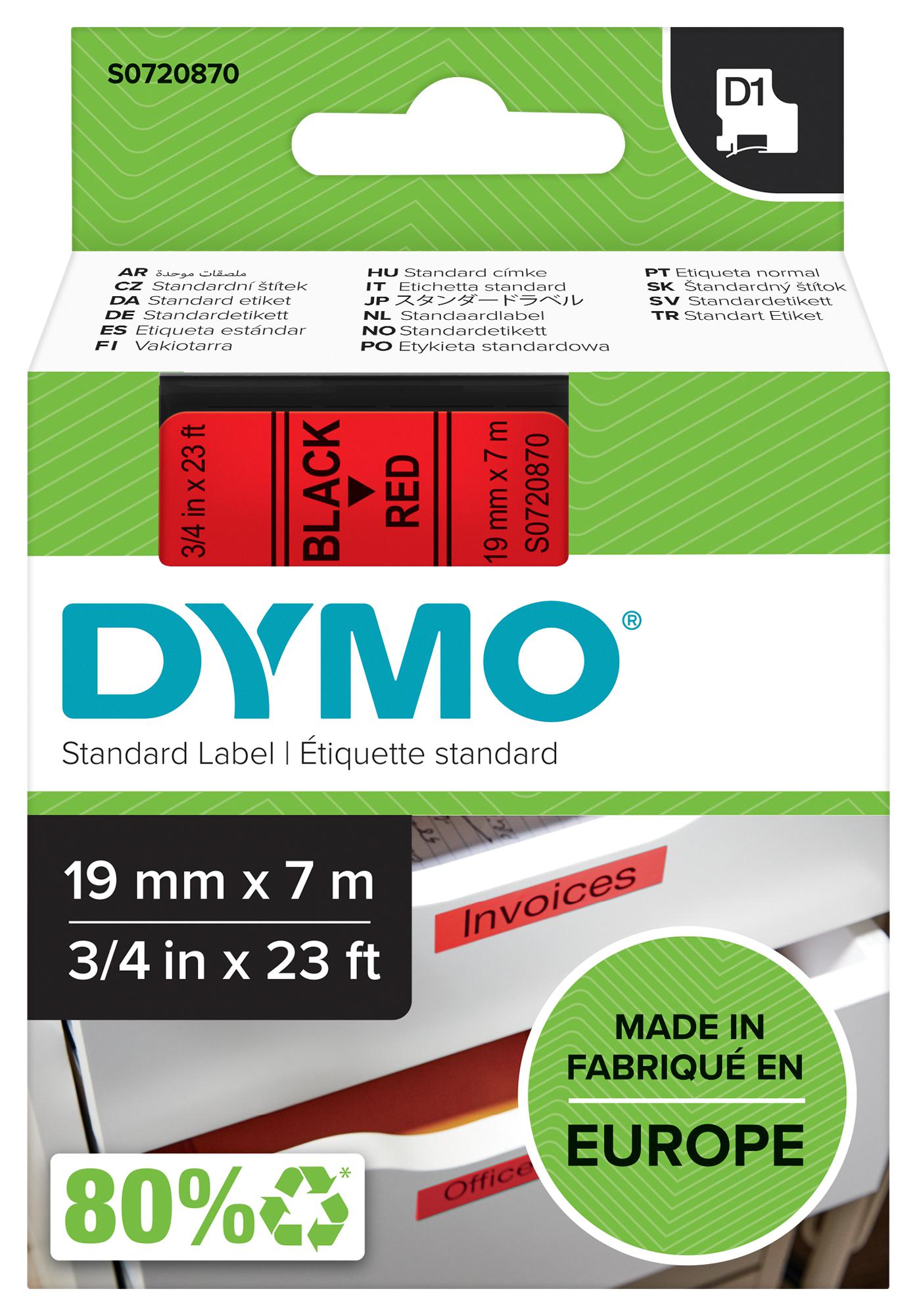 45807 TAPE, BLACK/RED, 19MM DYMO