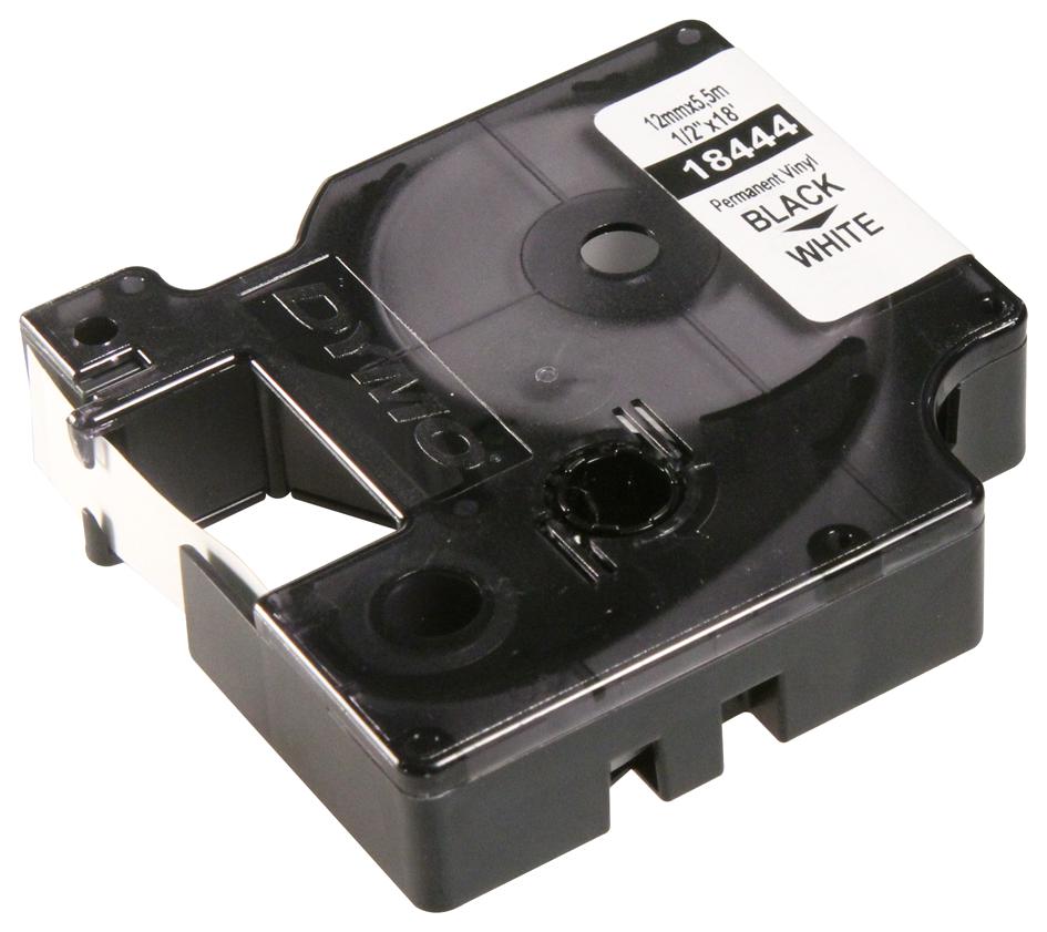 18443 TAPE, PERM, VINYL, 9MMX5.5M, WHITE DYMO