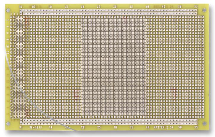 RE436-LF PCB, EUROCARD, FR4, 1.27 & 2.54MM ROTH ELEKTRONIK