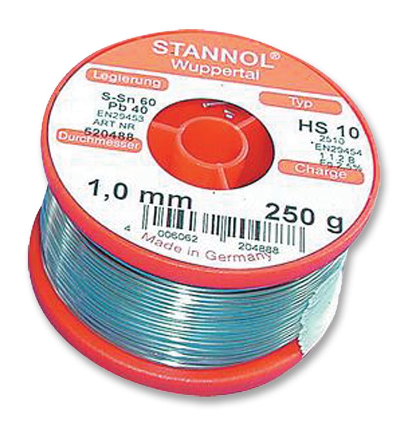 HS10 2510 0,5MM 250G SOLDER WIRE, 362FLUX, 0.56MM, 250G STANNOL