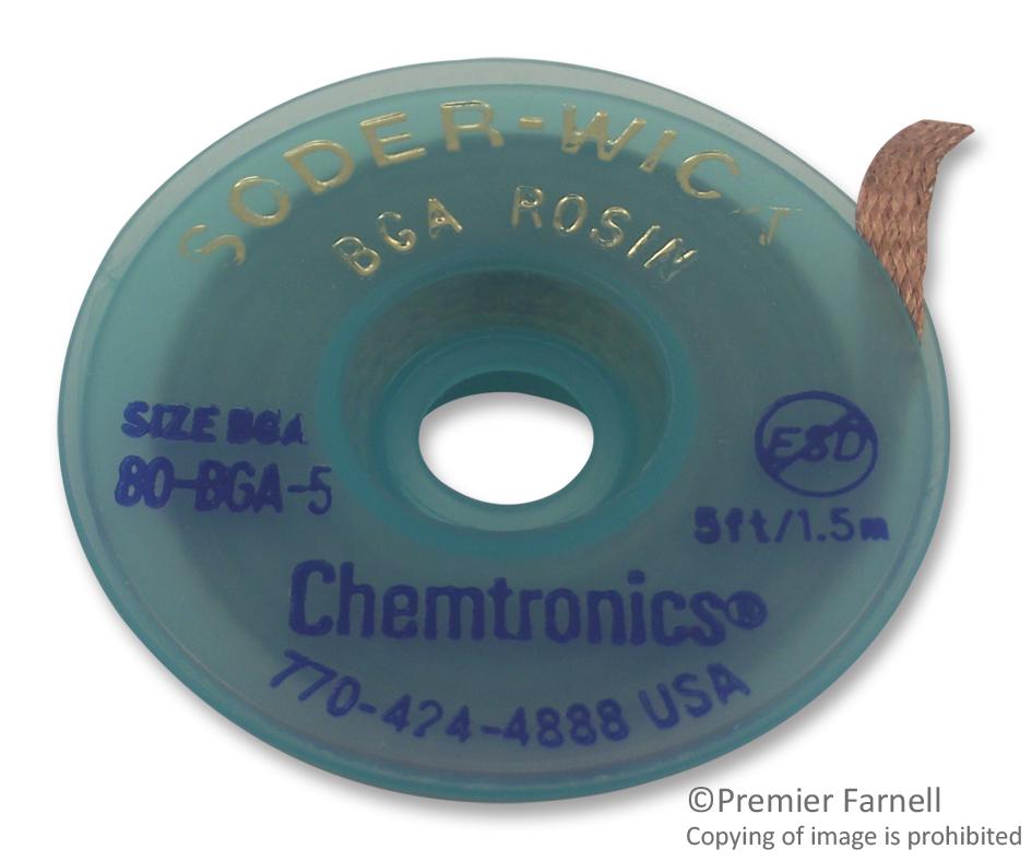 80BGA-5 DESOLDERING BRAID, 1.524M, BGA CHEMTRONICS
