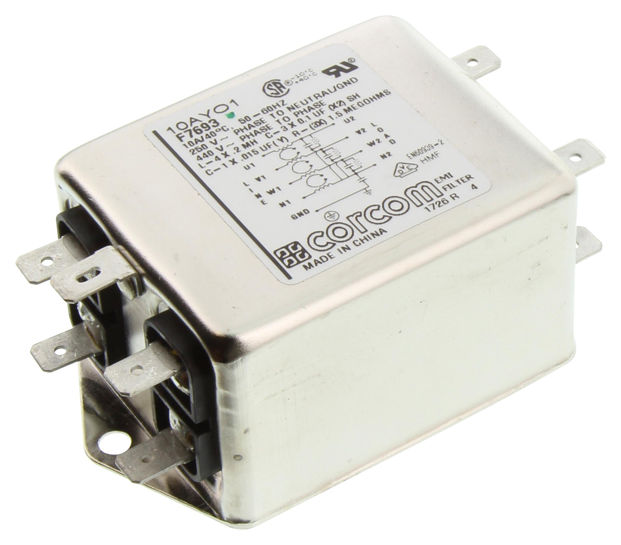 10AYO1 FILTER, 10A, 3 PHASE CORCOM - TE CONNECTIVITY